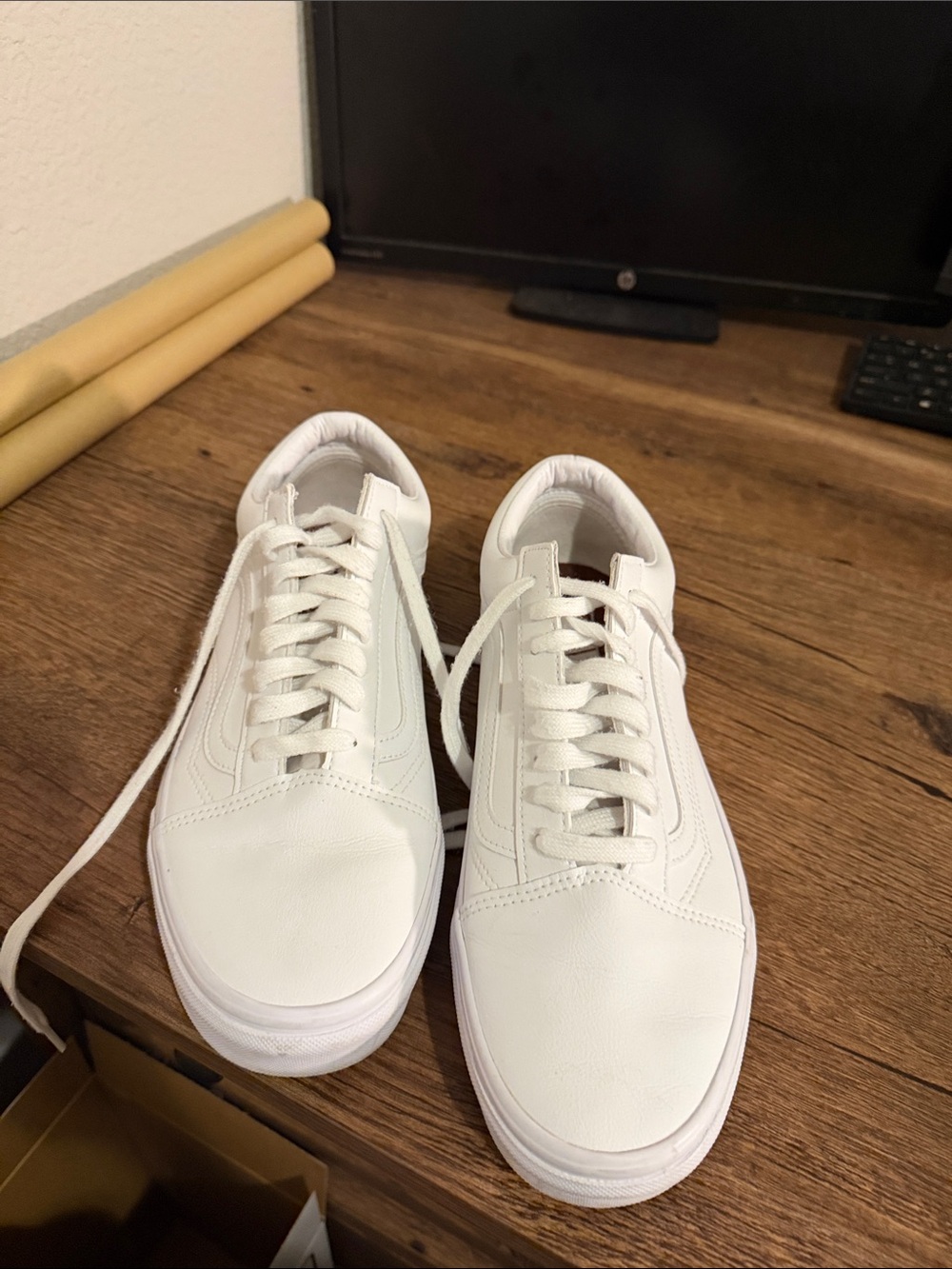 Vans White Low-Top Skate Sneakers